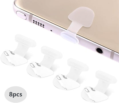 8-pack Dust Plugs Compatible with USB-C and Lightning Phones, Transparent Dust-Proof Durable Contact Protectors