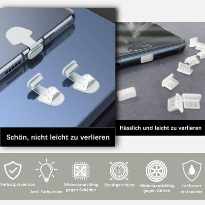 8-pack Dust Plugs Compatible with USB-C and Lightning Phones, Transparent Dust-Proof Durable Contact Protectors