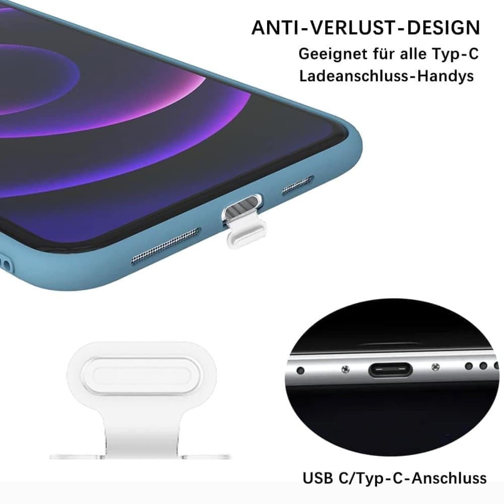8-pack Dust Plugs Compatible with USB-C and Lightning Phones, Transparent Dust-Proof Durable Contact Protectors