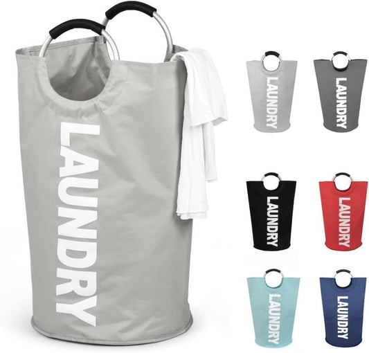 90L Foldable Laundry Basket, Waterproof, Compatible with Samsung, Light Gray, 38x38x79 cm