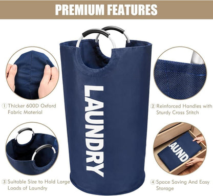 90L Foldable Laundry Basket, Waterproof, with Handles, 38x38x79 cm, Gray