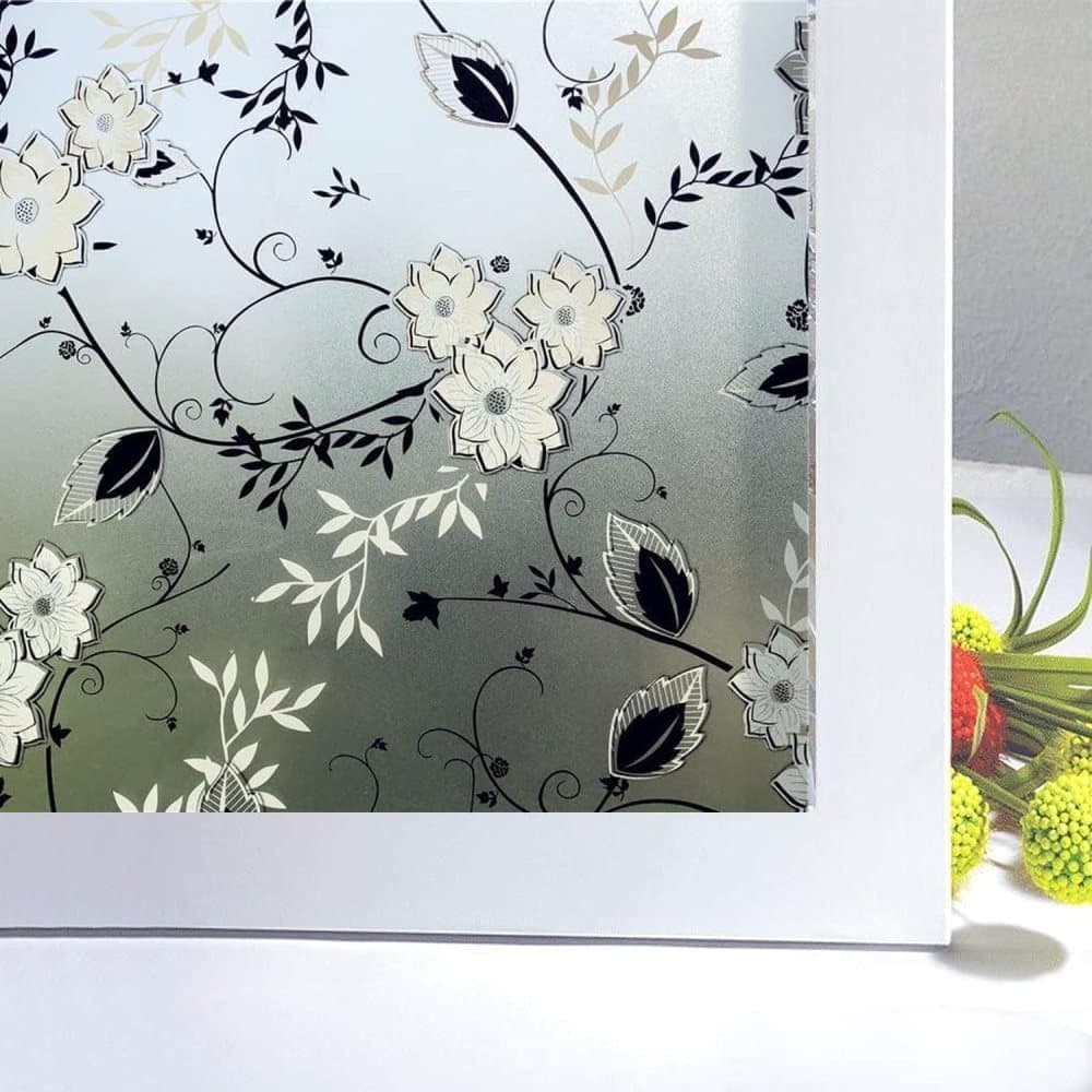 Frosted window film self-adhesive privacy UV protection decorative plastic for glass, 17.7 x 78.7 inches