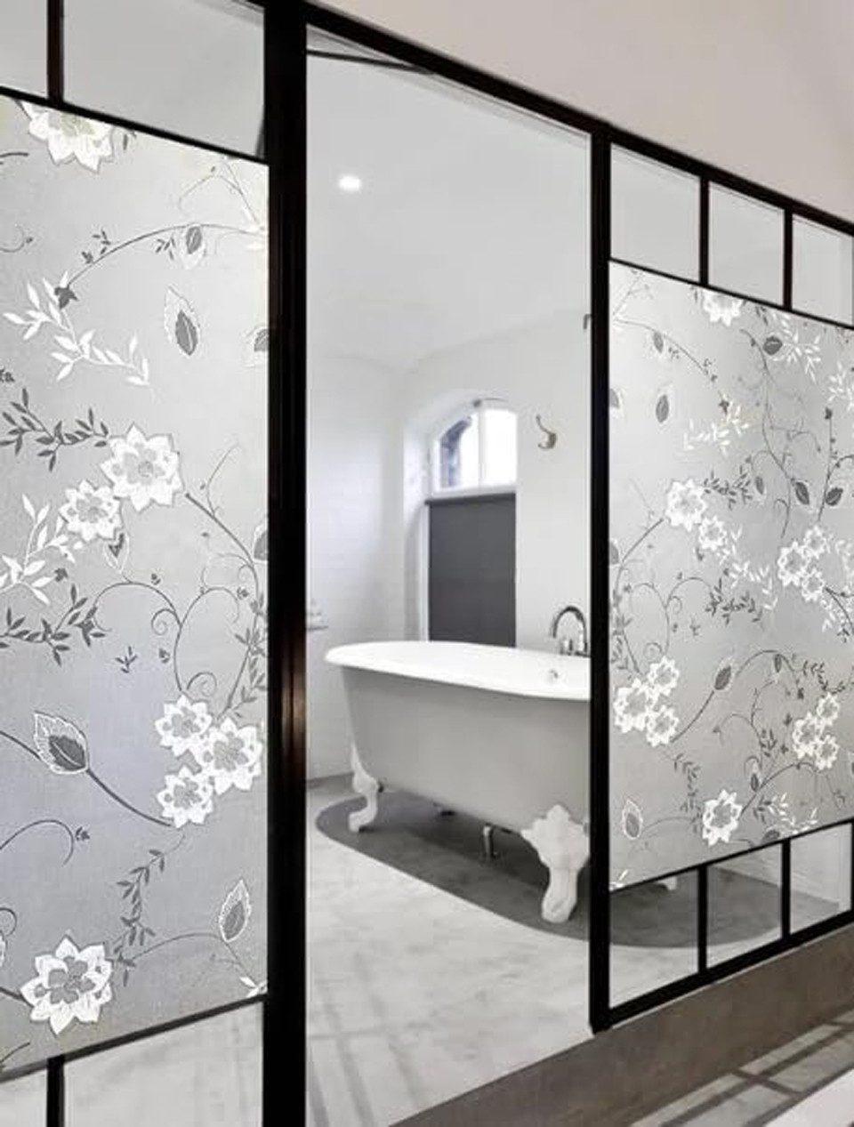 Frosted window film self-adhesive privacy UV protection decorative plastic for glass, 17.7 x 78.7 inches