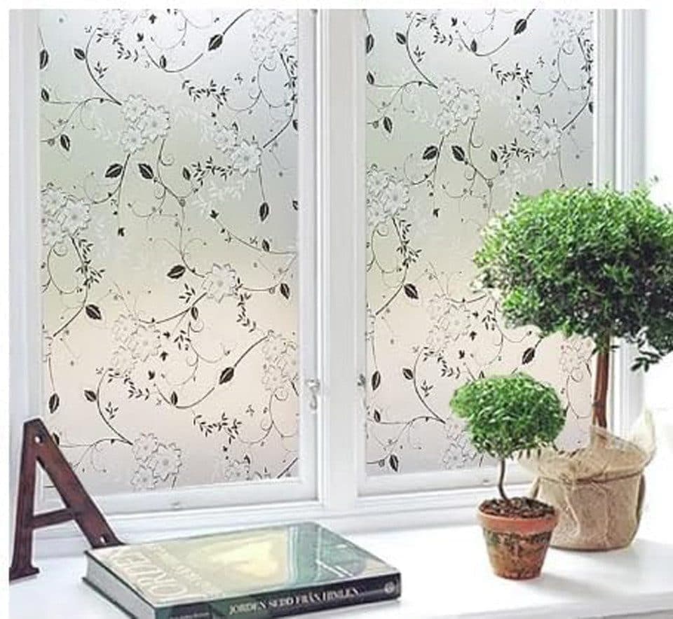 Frosted window film self-adhesive privacy UV protection decorative plastic for glass, 17.7 x 78.7 inches