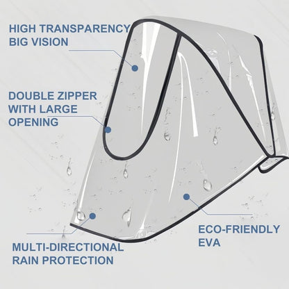 Universal Rain Cover Stroller Transparent EVA with Zipper and Window, Wind and Waterproof Protection