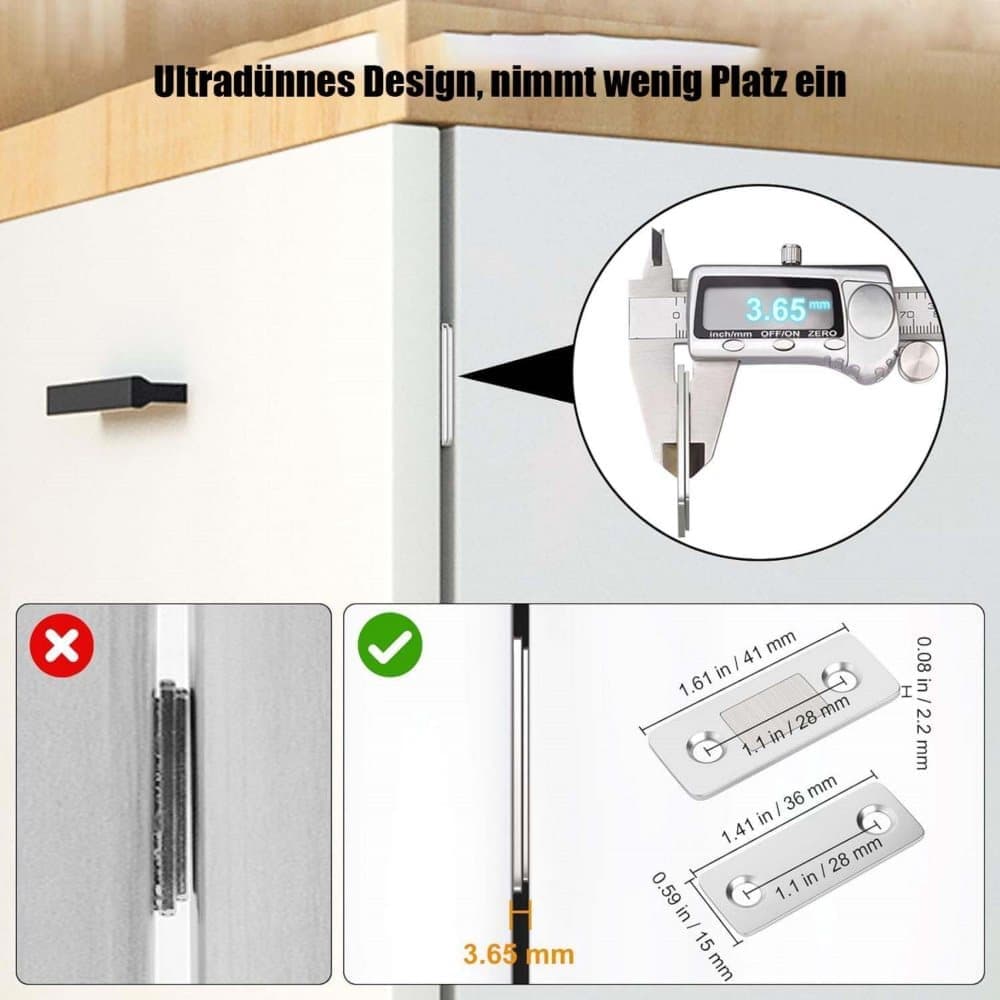 8-Pack Strong Magnetic Locks Stainless Steel Invisible Door Locks, Compatible with Doors Windows Cabinets Drawers, 2.36\