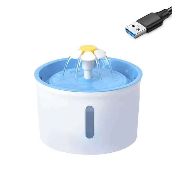 1.6L Pet Water Fountain for Cats and Dogs, Round, 15.5 x 15.5 x 10.5cm, Blue