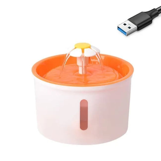 1.6L Round Pet Water Fountain for Cats and Dogs, Orange