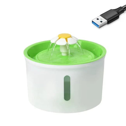 1.6L Round Pet Water Fountain for Cats and Dogs, Green