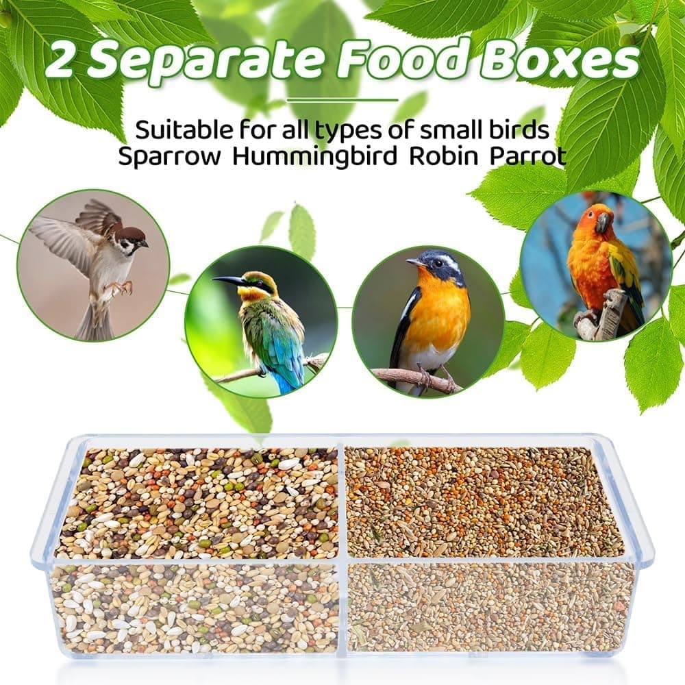 Acrylic bird feeder with suction cup bird bath and food bowl, 15x5.5x16 cm