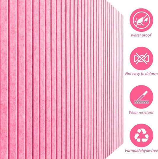 30x45cm Self-Adhesive Photo Board, Decorative Cork and Wall Panel Bulletin Board with Acoustic Panels for Photos and Messages, Pink, for Home and Office