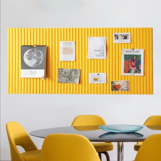 30x45cm Self-Adhesive Photo Board, Decorative Cork and Wall Panel Bulletin Board with Acoustic Panels for Photos and Messages, for Home and Office, Yellow
