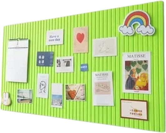 Self-adhesive photo board, decorative cork and wall panel bulletin board with acoustic panels for photos and messages, green, 30x45cm
