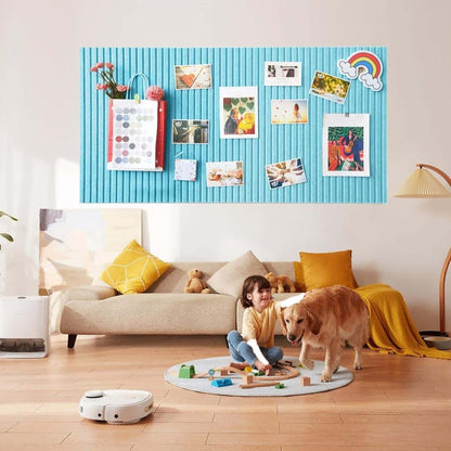30x45cm Self-Adhesive Photo Board, Decorative Cork and Acoustic Wall Panel Bulletin Board for Photos and Messages, Compatible with Home and Office, Blue
