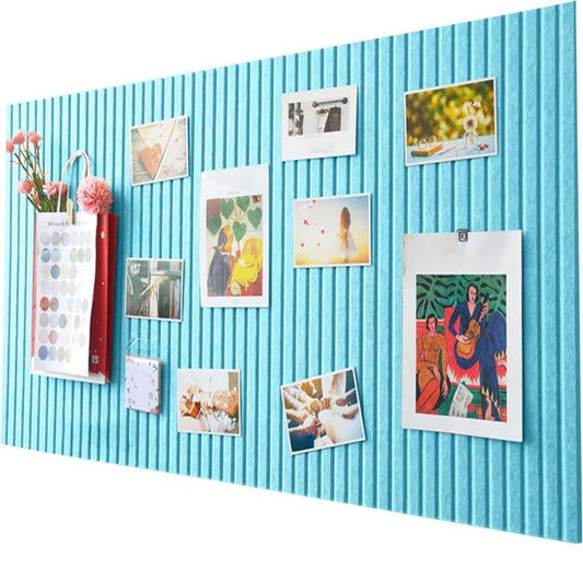 40x60cm Self-Adhesive Photo Board, Decorative Cork and Wall Panel Bulletin Board with Acoustic Panels for Photos and Messages, Blue, for Home and Office