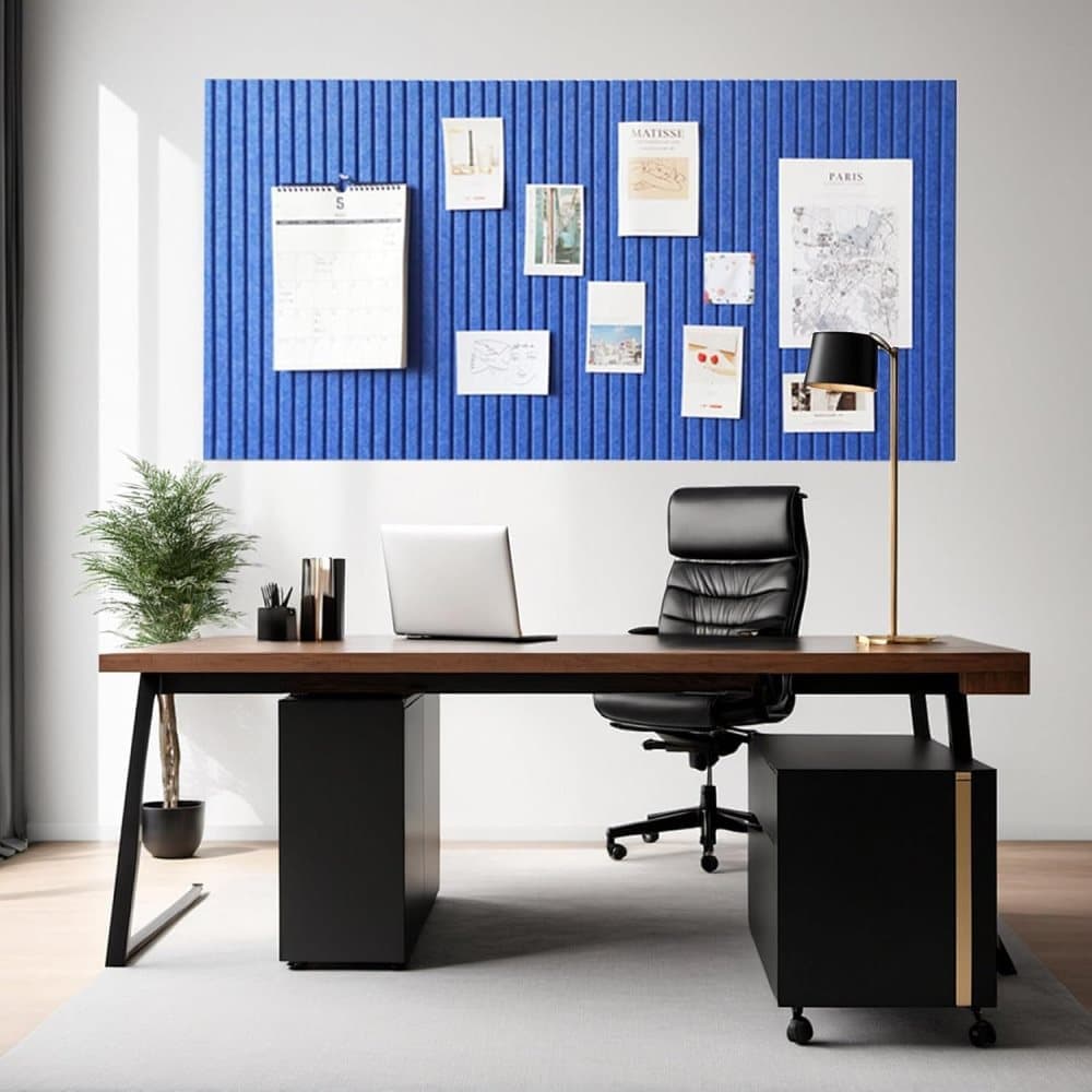 40x60cm Self-adhesive Photo Board, Decorative Cork and Wall Panel Bulletin Board with Acoustic Panels for Photos and Messages, Dark Blue, for Home and Office