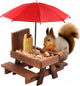 Wooden Squirrel Feeder with Parasol and Picnic Table, Outdoor Squirrel Table Set, Robust and Reliable
