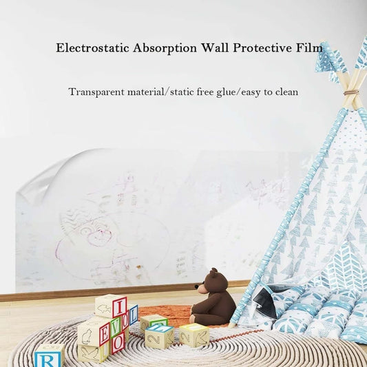 Transparent Wall Protection Film 40 cm x 3 m, Static Adhesion, Removable, Durable, Water and Oil Resistant, Easy to Clean, Furniture Foil Wall Decoration