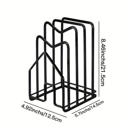 Metal Cutting Board Holder Dish Rack, 12.5x14.5x21.5 cm, Black