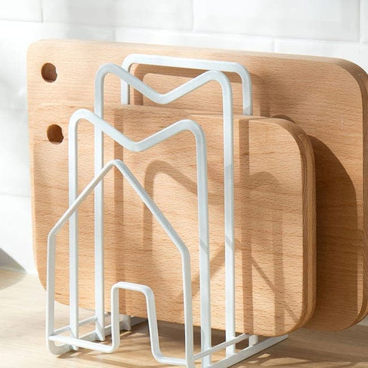 Metal Cutting Board Holder Dish Rack, Kitchen Organizer Storage, 12.5x14.5x21.5 cm, White