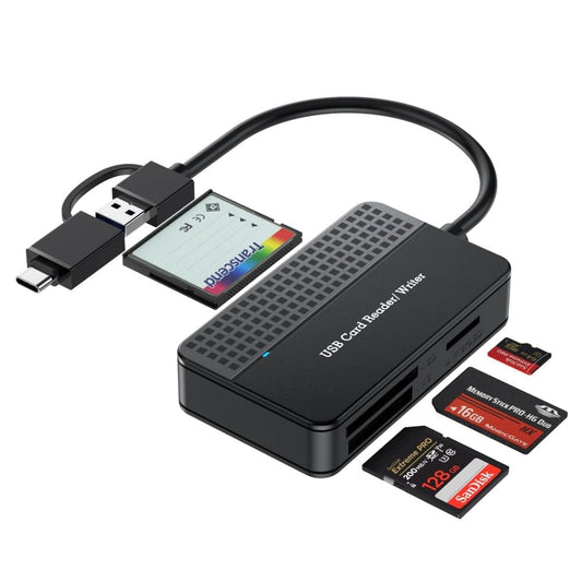 4-in-1 Card Reader USB 3.0 & USB-C High Speed 5120 Mbps, Compatible with Mac iPad PC Smartphone, Micro SD SD CF MS Stick