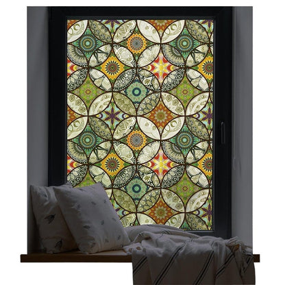 2 Static Cling-Free Decorative Window Film with Stained Glass Effect, Self-Adhesive Frosted Privacy Protection Film, 45cm x 200cm