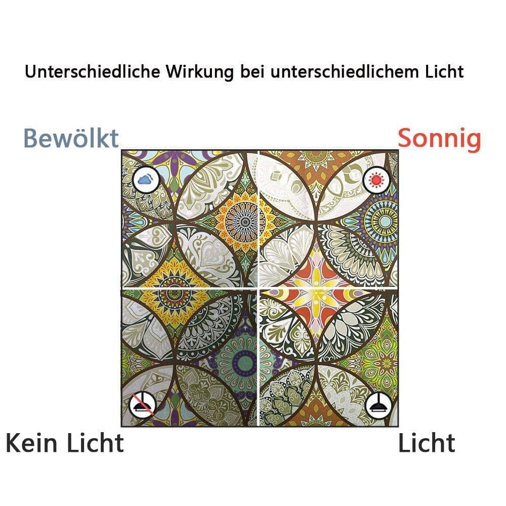 2 Static Cling-Free Decorative Window Film with Stained Glass Effect, Self-Adhesive Frosted Privacy Protection Film, 45cm x 200cm