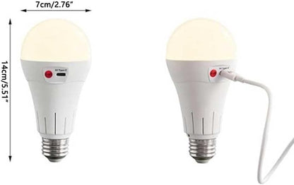Rechargeable LED Bulb with 3 Color Temperatures 3000-6500K, Dimmable, Timer and Remote Control, E27 Lamp Holder, Wireless Night Light