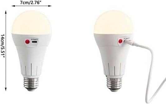 Rechargeable LED Bulb with 3 Color Temperatures 3000-6500K, Dimmable, Timer and Remote Control, E27 Lamp Holder, Wireless Night Light