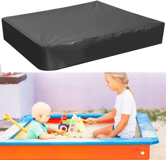 Waterproof Sandbox Cover 120x120cm, Black, Oxford Fabric UV Protection Dustproof with Drawstring, Portable for Garden Pool Furniture