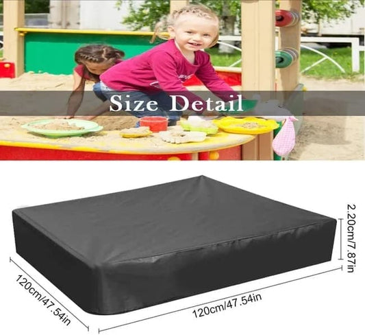 Waterproof Sandbox Cover 120x120cm, Black, Oxford Fabric UV Protection Dustproof with Drawstring, Portable for Garden Pool Furniture