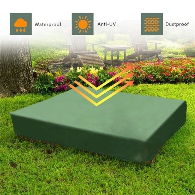Waterproof Sandbox Cover 120x120cm, Green, UV Protection Dustproof Oxford Fabric with Drawstring, Portable for Garden Pool Furniture