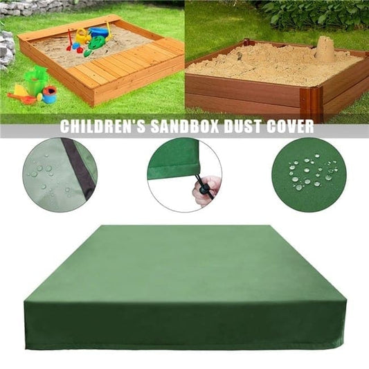 Waterproof Sandbox Cover 150x150cm, Green, with Drawstring, Oxford Fabric, UV Protection, Dustproof, Portable for Garden Pool Furniture