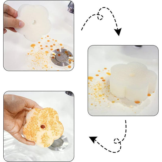 50-Pack Oil Absorbing Sponges for Pool, Flower Shaped, Effective Oil and Dirt Removal