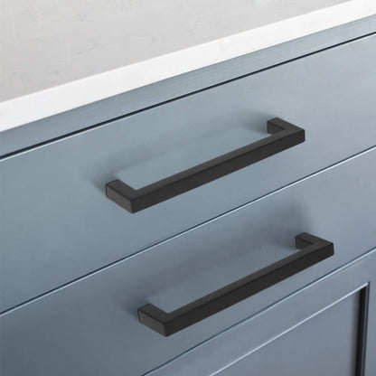 12 pcs Black Stainless Steel Cabinet Handles, 128/192 mm, Compatible with Furniture
