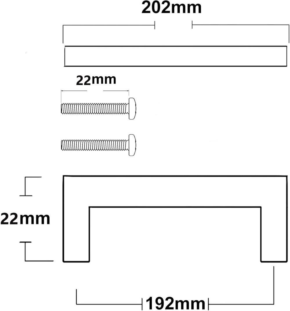12 pcs Black Stainless Steel Cabinet Handles, 128/192 mm, Compatible with Furniture