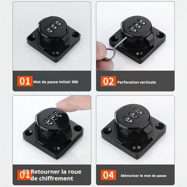 3-Digit Keyless Cabinet Lock with Knob, Durable Stainless Steel, Compatible with Wooden Boxes and Cabinets, Silver