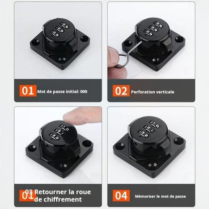 3-Digit Keyless Cabinet Lock with Knob, Durable Stainless Steel, Compatible with Wooden Boxes and Cabinets, Silver