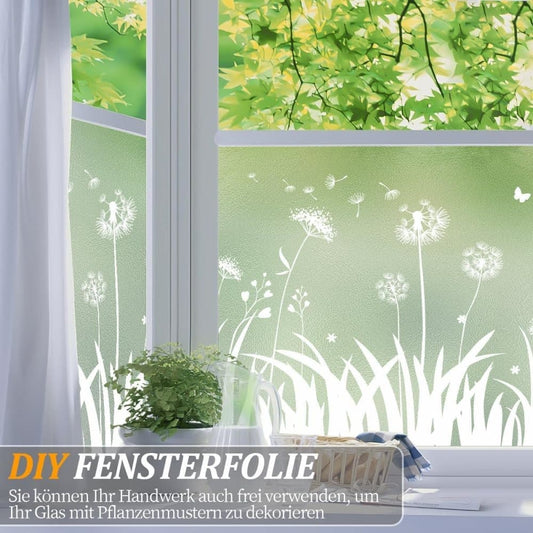 Frosted Window Film Removable Static Cling Floral Design for Kitchen Privacy, 44.5 x 200 cm