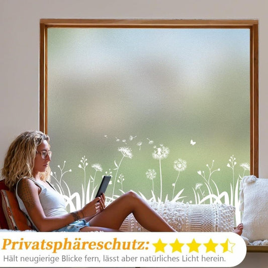 Privacy Window Film Dandelion Pattern UV Protection for Bathroom, 45cm x 500cm