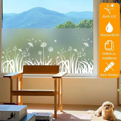 Privacy Window Film Dandelion Pattern UV Protection for Bathroom, 45cm x 500cm