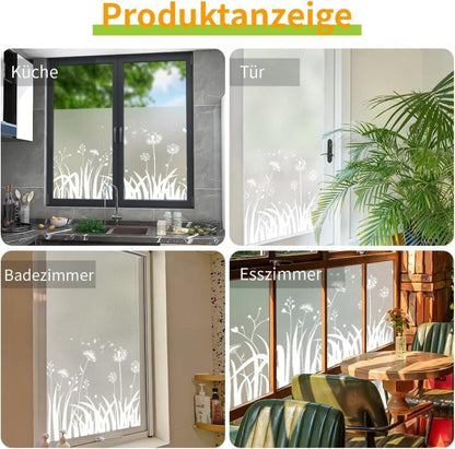 Privacy Window Film Dandelion Pattern UV Protection for Bathroom, 45cm x 500cm