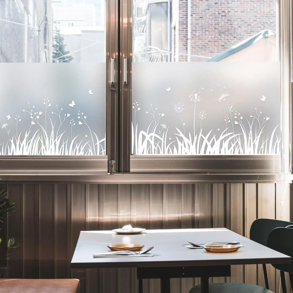 Privacy Window Film Dandelion Pattern UV Protection for Bathroom, 45cm x 500cm