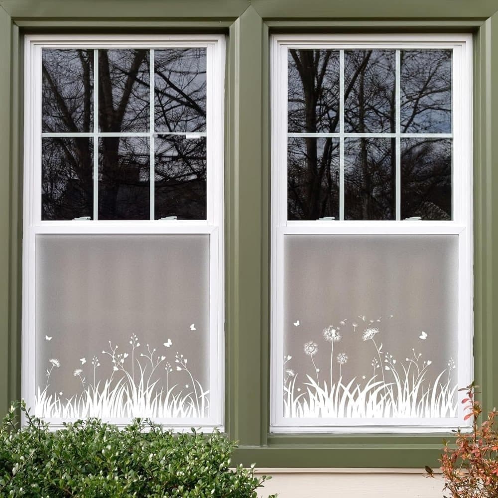 Privacy Window Film Dandelion Pattern UV Protection for Bathroom, 45cm x 500cm