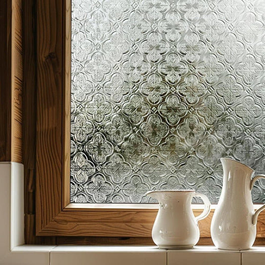 3D Window Film Self-Adhesive Privacy UV Heat Protection Decorative Reusable for Bathroom Home Glass, 60cmx3m