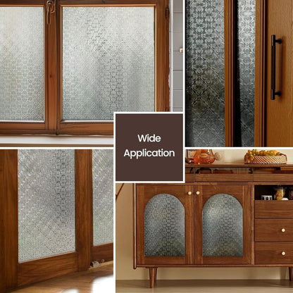 3D Window Film Self-Adhesive Privacy UV Heat Protection Decorative Reusable for Bathroom Home Glass, 60cmx3m