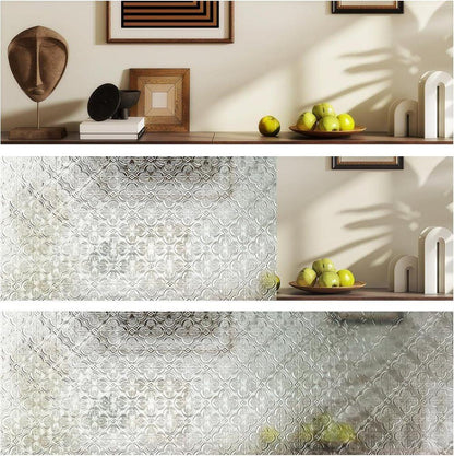 3D Window Film Self-Adhesive Privacy UV Heat Protection Decorative Reusable for Bathroom Home, Compatible with Glass, 45cmx5m