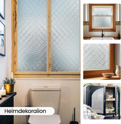 3D Window Film Self-Adhesive Privacy UV Heat Protection Decorative Reusable for Bathroom Home, Compatible with Glass, 45cmx5m