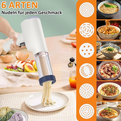6-in-1 Automatic Electric Pasta Maker Machine, Handheld with Ergonomic Design, Easy to Clean