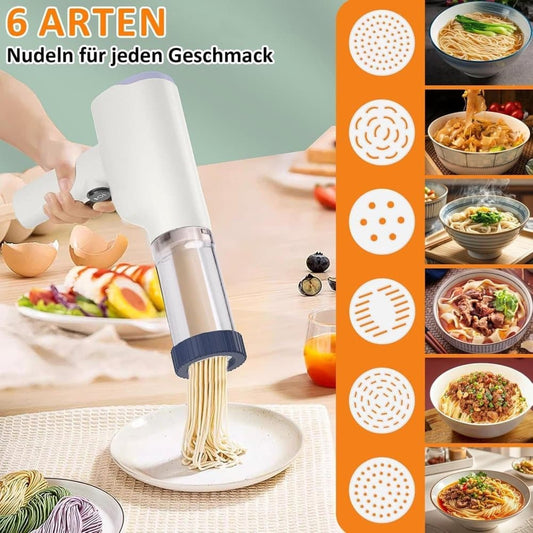 6-in-1 Automatic Electric Pasta Maker Machine, Handheld with Ergonomic Design, Easy to Clean